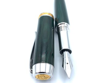 Handmade Rollerball Pen * Ebonite - Marbled Green  * Gifts for Husbands * 5th Anniversary Gift * Wedding Gift * Pen Collector * Custom Made