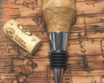 Wine Bottle Stopper - Hand Turned Wood  * birthday gifts * Birthday Present * Gifts for Her * Gifts for Him ** Gift for Mothers Day