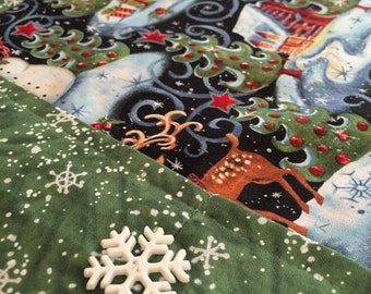 Snowman Village Table Runner  * Second Anniversary Gift * Gift for Grandma * birthday gifts for her ** Gift for Mothers Day