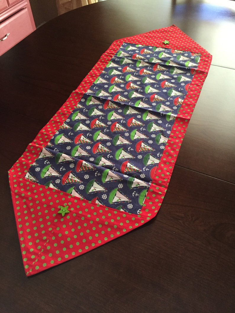 Second Anniversary Gift Holiday Ships and Boats Parade Table Runner Gift for Grandma birthday gifts for her ** Gift for Mothers Day