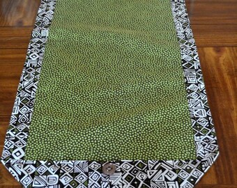 Table Runner - House Warming Gift - Handmade Gift - Brown and Green Tribal - Gift for Mom - Wedding Anniversary Gift  *