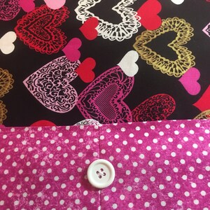 Table Runner House Warming Gift Handmade Gift Valentine's Day Hearts and Dots Runner Gift for Mom Gift for Wife image 3