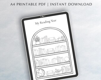 Bookshelf Reading Tracker Printable: Reading Log, Bookish Planner (PDF)