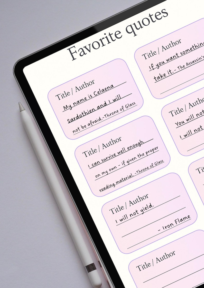 Book Quotes, Printable Journal Page, Book Journal, Book Quote Tracker ...