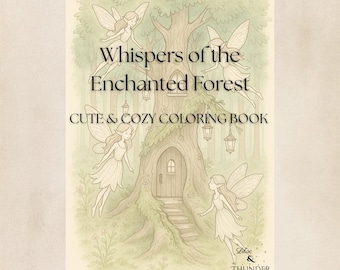 Fantasie Wald Malbuch, 10 Seiten für Erwachsene - Malbuch, magische Waldkunst, printable PDF, Sofort-Download