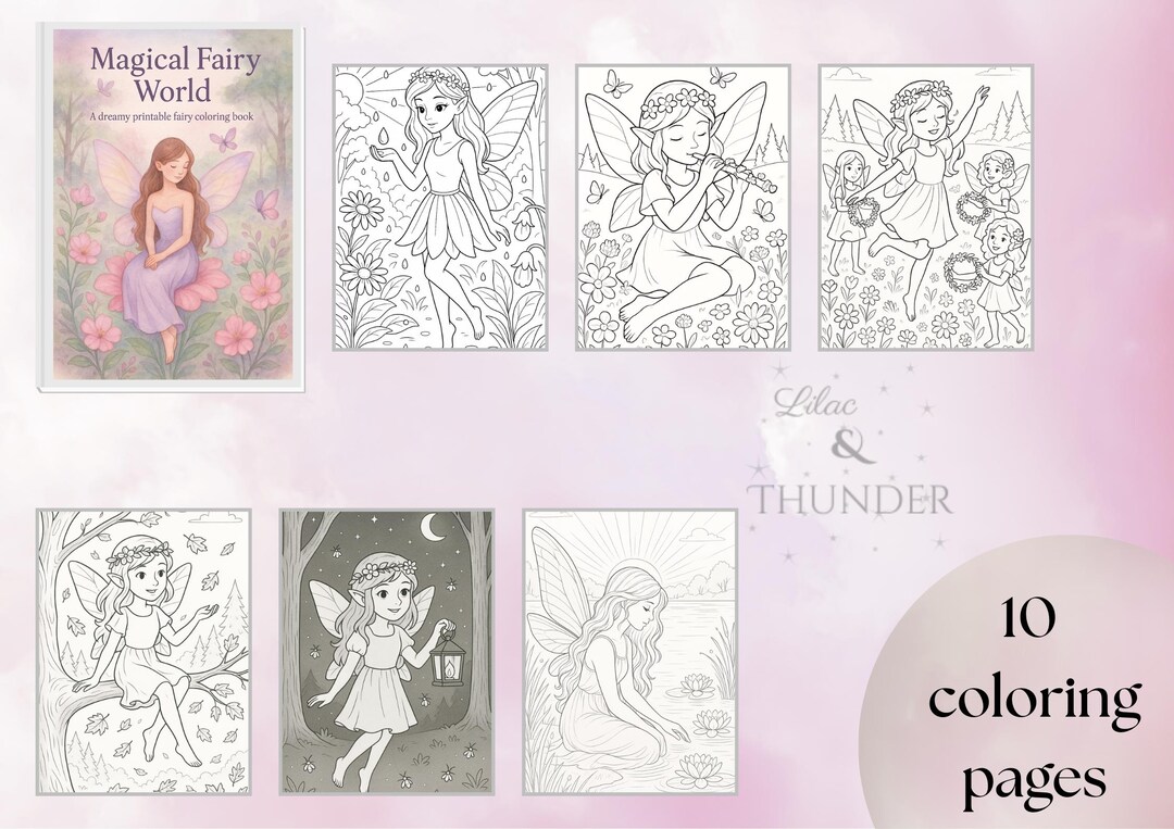 Fairy Coloring Pages for Adults and Kids - Magical Fantasy Printable ...