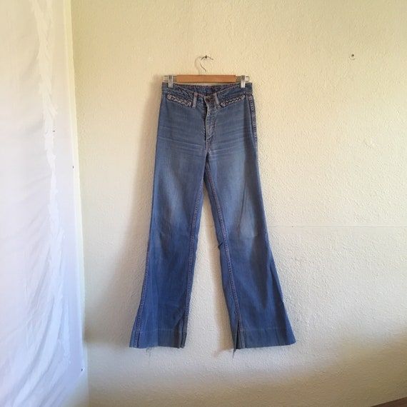 1970s Vintage Wide Leg Jeans High 