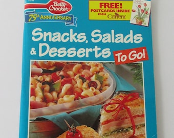 Vintage 1996 Betty Crocker 75th Anniversary Snacks, Salads, Desserts To Go Cookbook, Recipe Booklet, Soft Cover Cookbook, Picnic Favorites