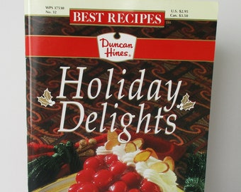 Vintage 1993 Duncan Hines Best Recipes - Holiday Delights Cookbook, Recipe Booklet, Soft Cover Cookbook, Holiday Baking, Holiday Recipes