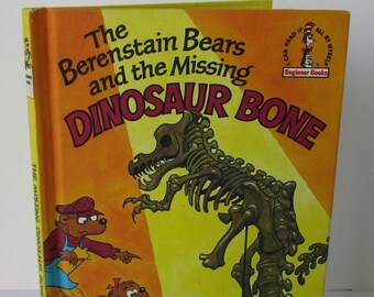 Vintage 1980 BERENSTAIN BEARS - Missing Dinosaur Bone, Hardcover, Childrens Book, Collectible Book, Beginner Book, Detective, Rhyming Story