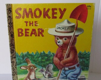 Vintage 1979 Smokey the Bear Little Golden Book, Copyright 1955, 16th Printing, Collectible Childrens Book, Forest Fires, Fire Safety