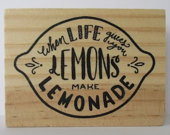 Life Gives You Lemons Make LEMONADE - NEW Recollections Wood Rubber Stamp, Cardmaking, Paper Crafts, Papercrafts, Ink Stamp, Craft Supply