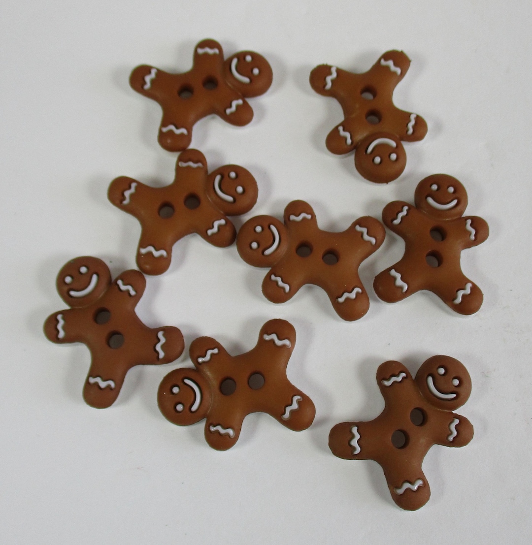 Christmas Gingerbread Men Buttons, NEW, Set of 8, Christmas Craft ...