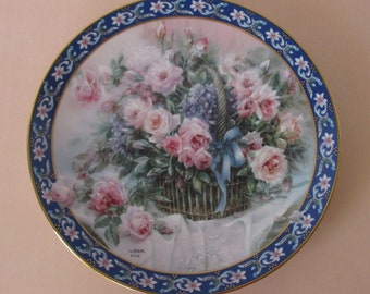 Vintage 1992 Lena Liu Basket Bouquets Plate, Roses, Collectible Plate, WL George Fine China, Limited Edition, Roses Plate, Mothers Day Gift