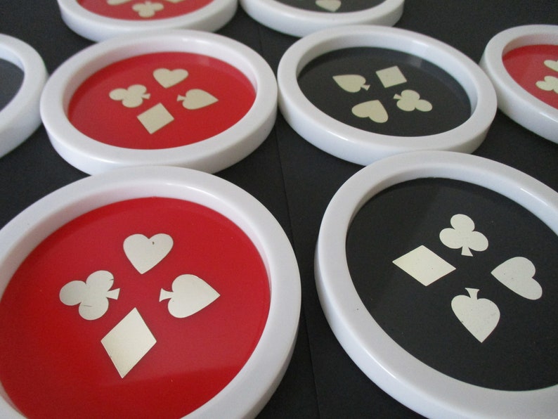 Playing Cards Plastic Drink Coasters, Set of 8, Mid Century Coasters, Vintage Drink Coasters, Game Night, Poker, Card Game Drink Coasters image 3