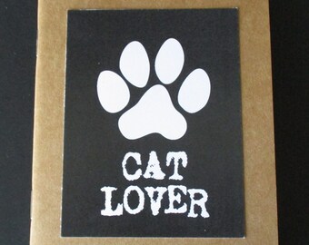 CAT LOVER, Cat Pawprint - Kraft Upcycled Notepad, Notebook, Blank Notebook, Sketchbook, Journal, Unlined Sheets, 4" x 5-5/8"