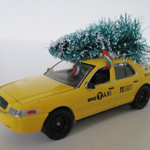 NYC New York City Taxi Cab Ornament Yellow Christmas Ornament Christmas Village Decor Christmas Tree Tied to Top Stocking Stuffer Gift Idea