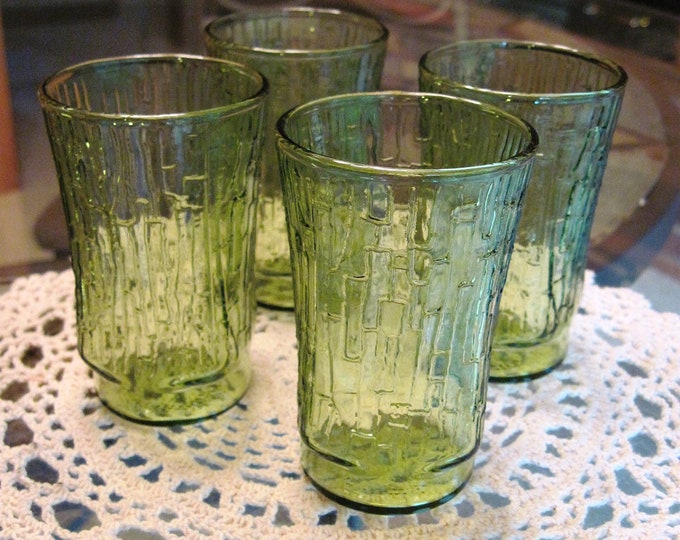 Vintage Green Juice Glasses Set Of 4 Etsy