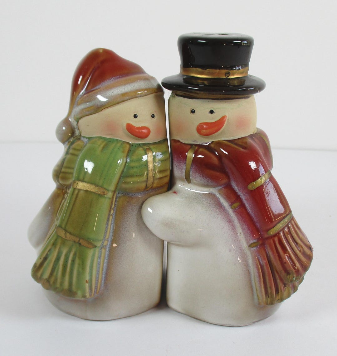 Vintage Snowman Salt And Pepper Shakersnull