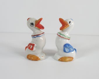 Vintage 1950s Laughing Ducks Ceramic Salt & Pepper Shakers Set, Made in Japan