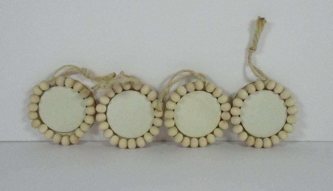 Rustic Wood Tree Tag Ornament with Beaded Hanger (Set of 6) main image 0
