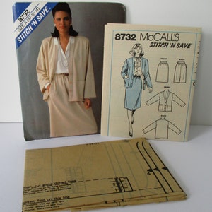 Vintage 1983 MCCALL'S 8732, Misses Cardigan Jacket, Skirt, Size 10-12-14, Uncut image 2