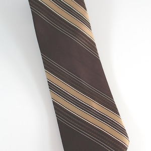 Vintage 1970s Sears Perma-Prest Polyester Brown Striped Rep Necktie Retro Tie