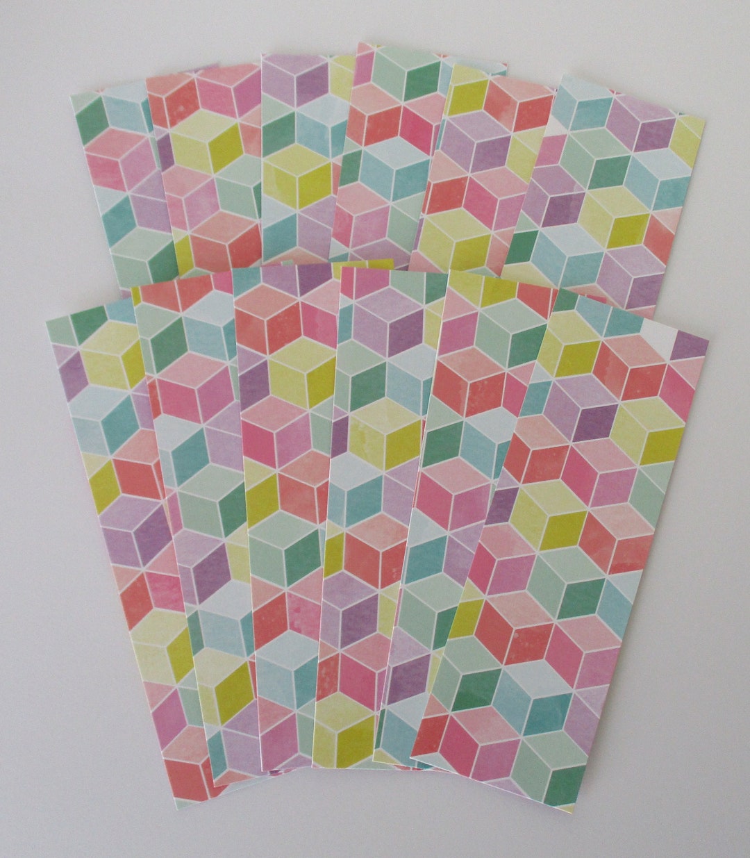 Colorful Cubes Bookmarks Set of 12, Double Sided, Cardstock, NOT ...