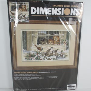 1997 Vintage Dimensions Three Bird Watchers 3839 Counted Cross Stitch Kit, New Sealed