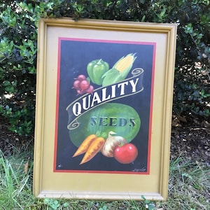 Vintage Seeds Oil Painting on Board 13" x 18" Signed