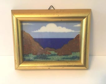 Vintage Porsgrund Handverks Studio Framed Art Tile