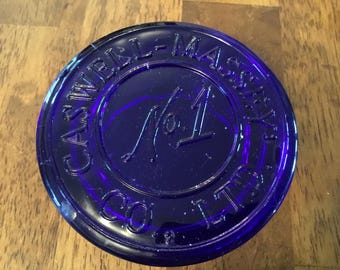 Vintage Caswell-Massey Elixir of Love No. 1 Cobalt Blue Glass Perfume Powder Jar