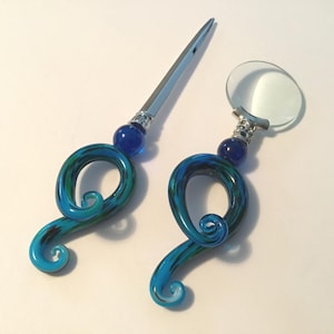 Handblown Glass Letter Opener and Magnifying Glass