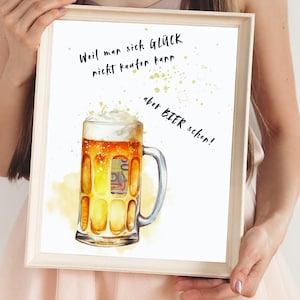 Geldgeschenk „Bier & Glück“ – Poster zum Ausdrucken | Lustiges Geschenk für Geburtstag oder Vatertag | DIY Printable Poster für Geldschein