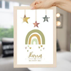 Digital cash gift for birth | Baby gift printable PDF | DIY template cash gift stars and hearts | Instant download | Last-minute DIY