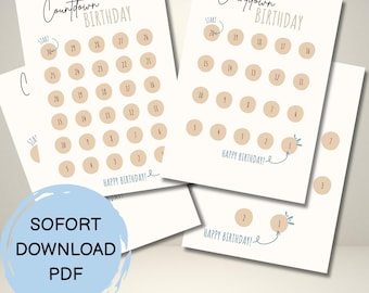Birthday Countdown for Kids – Printable PDF | 30, 20, 10, or 7 Days | DIY Anticipation Calendar | A4 & A3