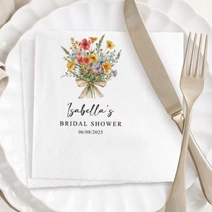Custom Bridal Shower Napkins, Custom Wedding Shower Napkins, Floral Guest Towels, Printed Napkins, Luncheon Cocktail Napkins