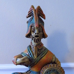 Guerrier japonais vintage fabriqué en ITALIE, terre cuite signée