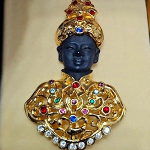 VTG 1960 Blackamoor Brooch in Gold and Crystals by BUTLER