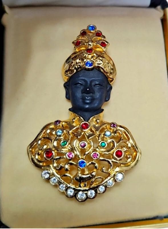 VTG 1960 Blackamoor Brooch in Gold and Crystals by BUTLER