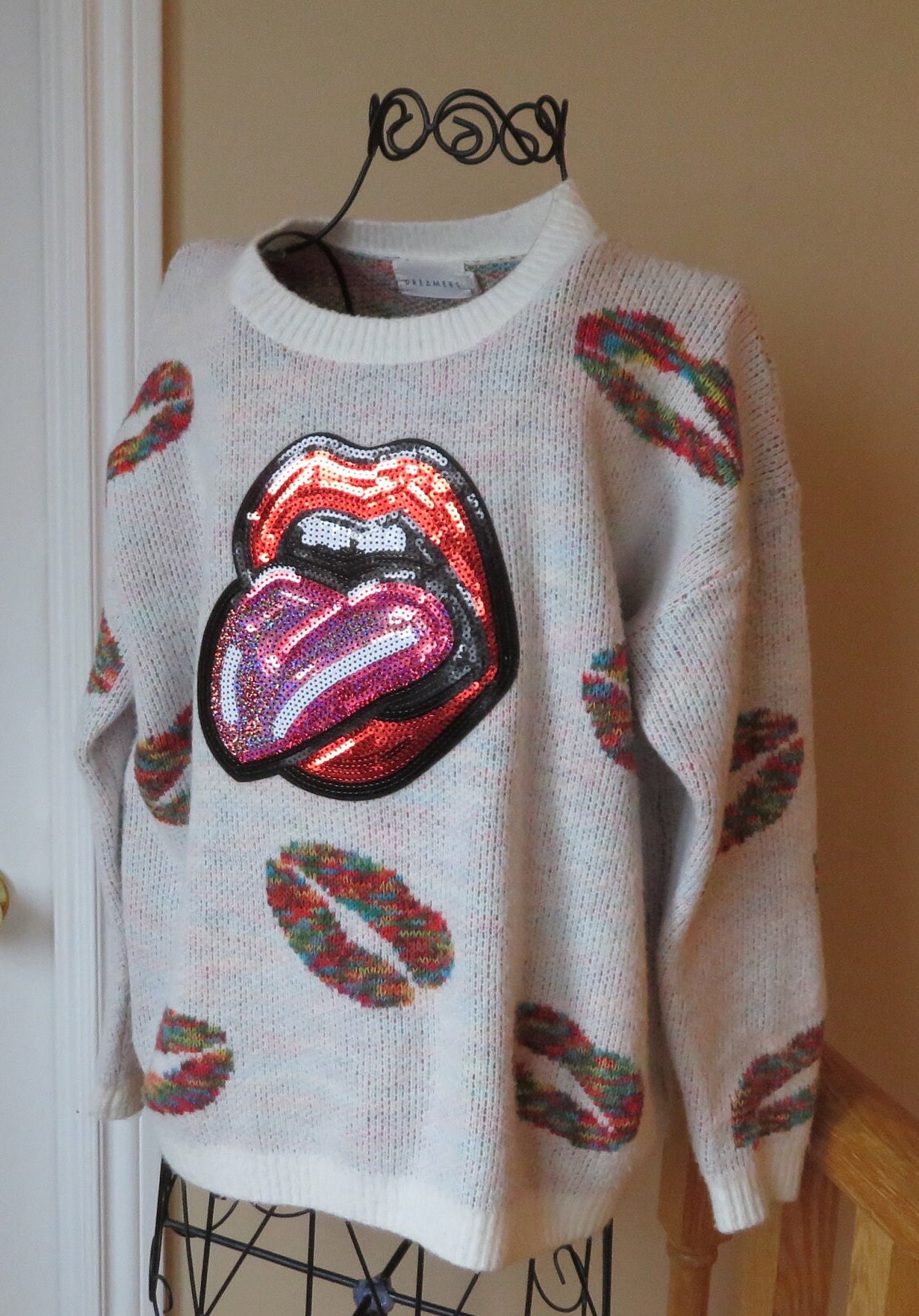 Sequin Lips Sweater - Etsy