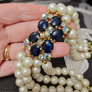 Vintage Elsa Schiaparelli 1930s necklace with pearl and blue cabochon