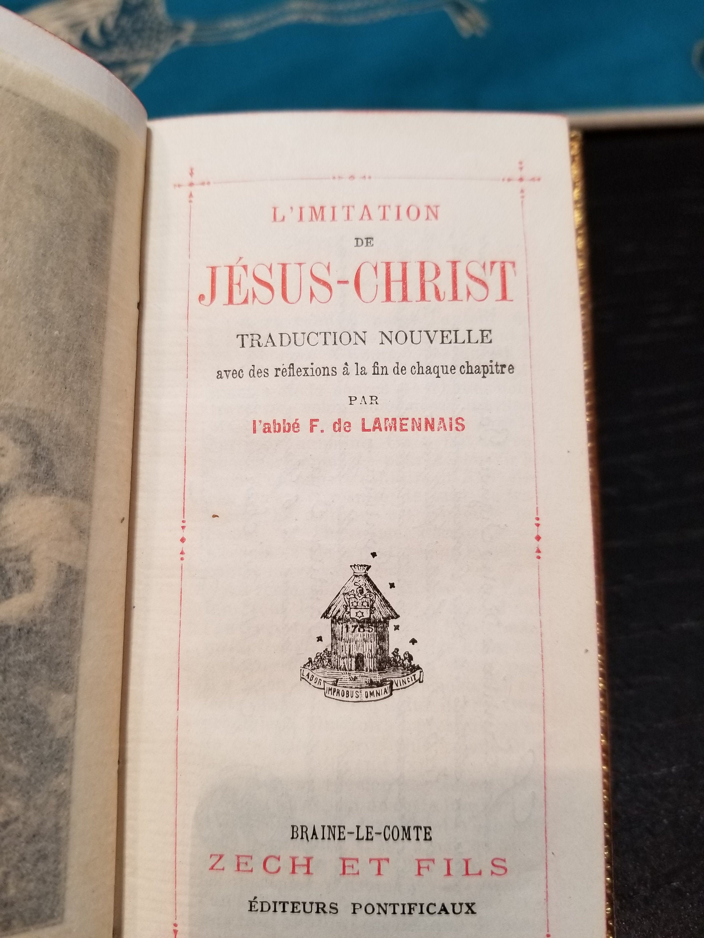 Antique 1921 L'imitation De JESUS-CHRIST Book: French Language - Etsy