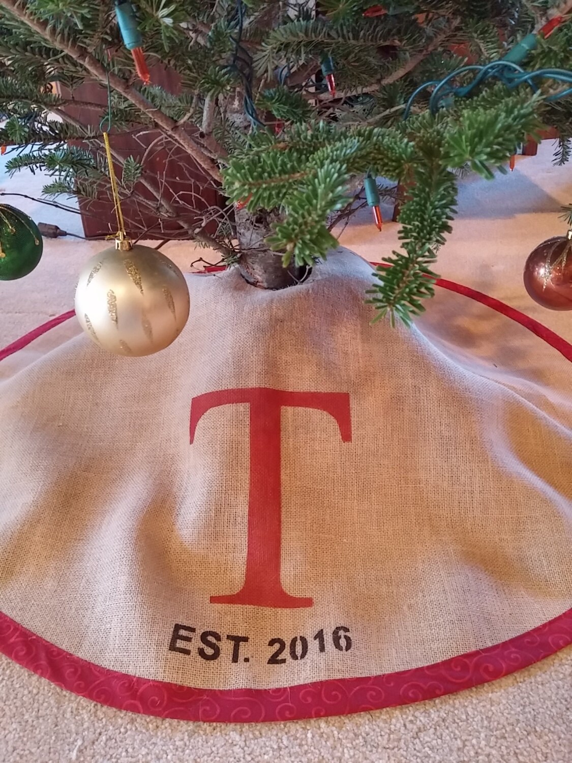 Monogrammed Burlap Tree Skirt 