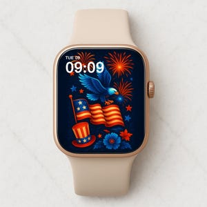 4th of July Apple Watch Face | Bald Eagle USA Flag Art | Patriotic Fireworks Theme | Digital Download