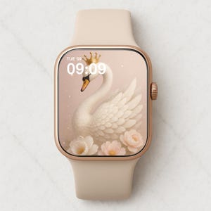 Quadrante Royal Swan per Apple Watch / Elegante sfondo con cigno incoronato per Apple Watch / Grazia e bellezza interiore / Download digitale