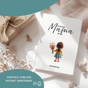 Tarjeta A5 Mamá, Plantilla digital para imprimir, Día de la Madre, regalo, Idea de regalo para el Día de la Madre, Mamá es la mejor, Gracias, Hija-Madre, Mamá