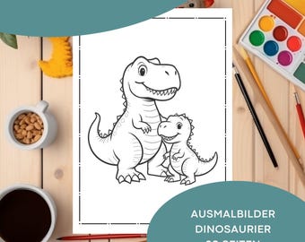 Dinosaur coloring pages, digital template, PDF for printing, 20 pages of dinosaur coloring pages for children, coloring pictures, coloring pages