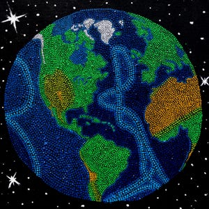 Erde Meeresströmungen Pointillismus Druck, signiert Astronomie Kunst (Fine Art Papier)