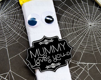 Mummy Halloween PRINTABLE Party Favor (INSTANT DOWNLOAD) by Love The Day